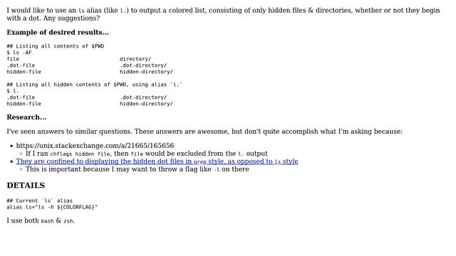 Unix & Linux: List hidden files only (not just dot files) using an ls alias смотреть онлайн