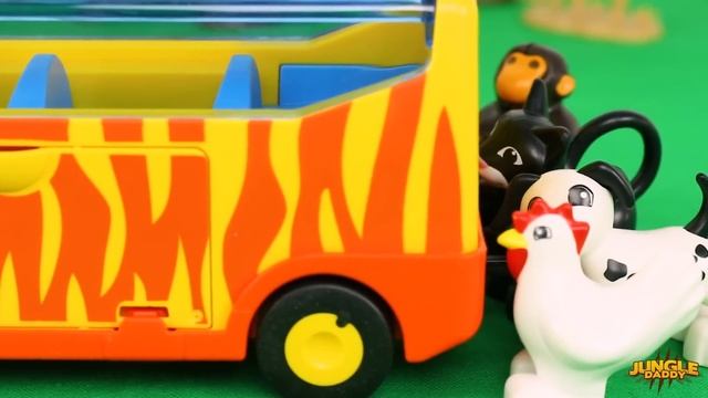 ANIMAL BUS RIDE!! "Jungle Daddy" playmobil 123 zoo toys dog monkey cat wild safari смотреть онлайн