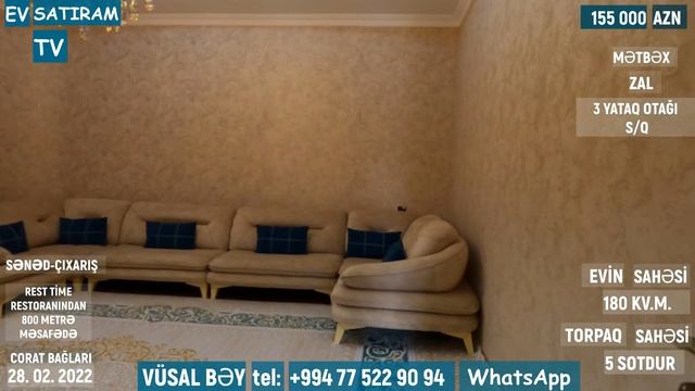 155 000 MANATA HƏYƏT EVİ SATILIR CORATDA/Недвижимость в Баку / EV SATIRAM TV/BAG EVLERİ 2022