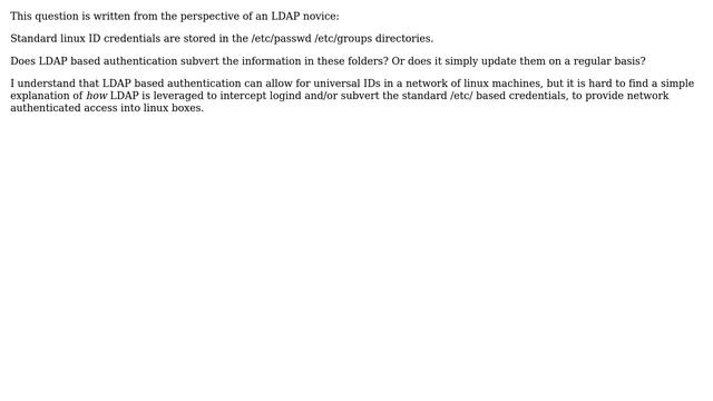 How does LDAP user management subvert /etc/groups and /etc/password? смотреть онлайн