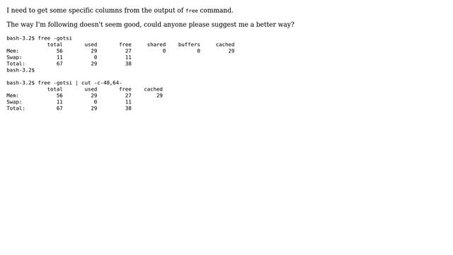 Unix & Linux: How to format the output of free/sar/such commands? (2 Solutions!!) смотреть онлайн