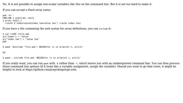 Unix & Linux: Set awk array on command line? (3 Solutions!!) смотреть онлайн