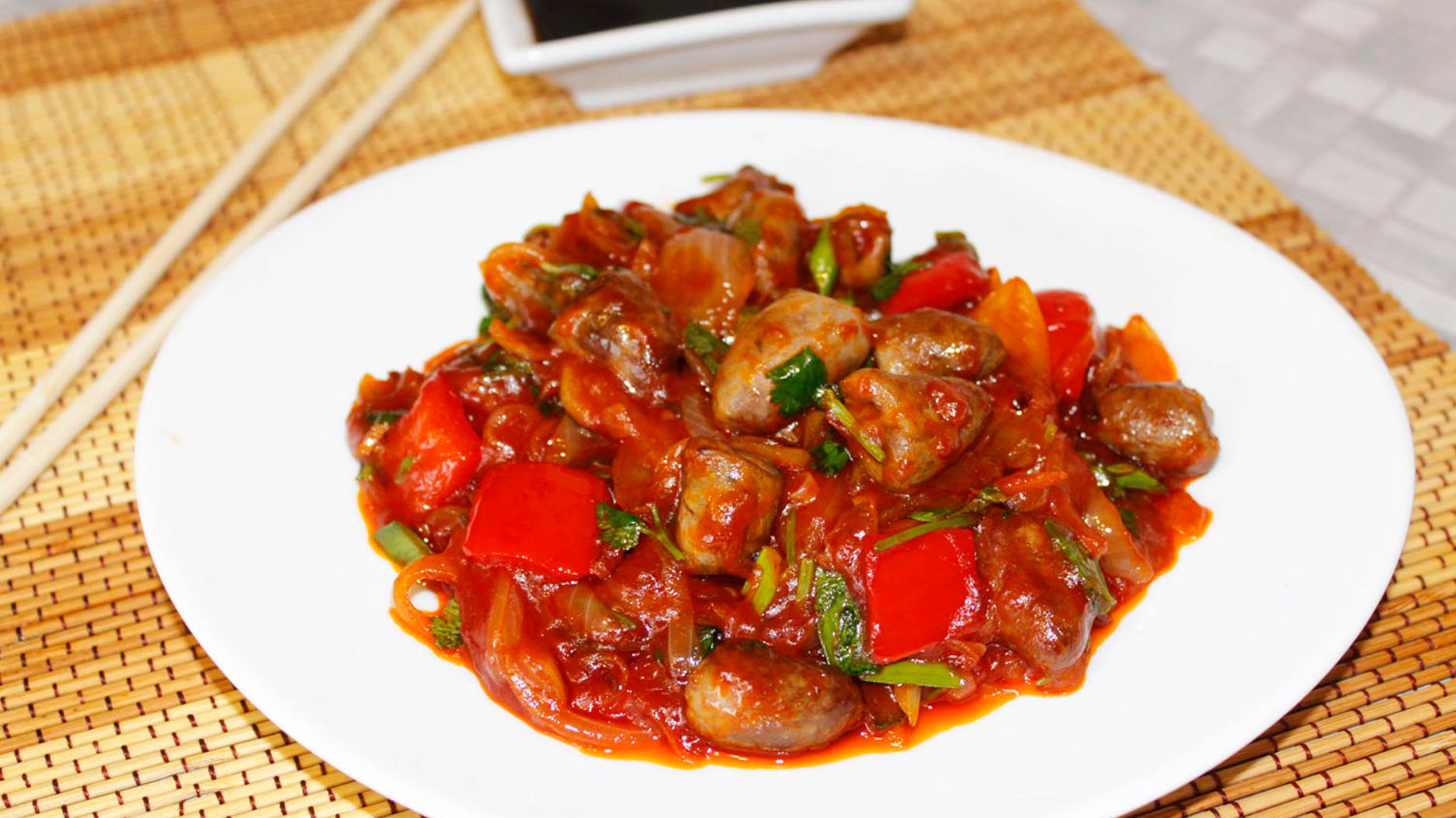 Куриные сердечки в кисло сладком соусе смотреть онлайн