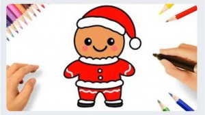 КАК ЛЕГКО НАРИСОВАТЬ МИЛОГО РОЖДЕСТВЕНСКОГО ПРЯНИЧНОГО ЧЕЛОВЕКА 🎄| МИЛЫЕ РОЖДЕСТВЕНСКИЕ РИСУНКИ