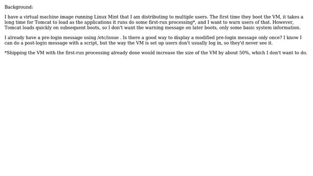 Unix & Linux: How can I display a message before login only on the next login? смотреть онлайн