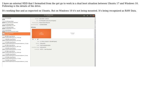 Ubuntu: My external hard drive is working fine in Ubuntu but not on Windows10 смотреть онлайн