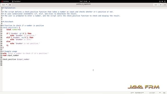 How to check number is positive or not using linux shell script - bash script examples in RHEL 9 смотреть онлайн