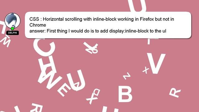 CSS : Horizontal scrolling with inline-block working in Firefox but not in Chrome смотреть онлайн