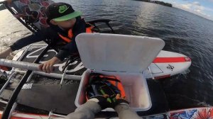 Катамаран из САПбордов и лодочный аккумуляторный мотор