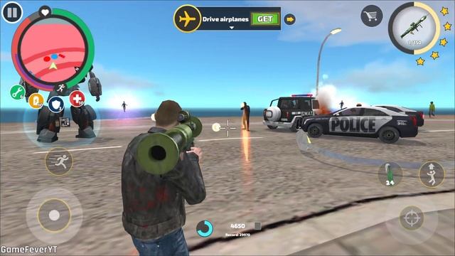 Rope Hero: Vice Town (Volcano Mutantmen Fight Car Robot) Red Gun Fly Balloon - Android Gameplay HD смотреть онлайн
