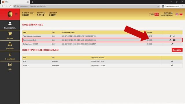 Вывод монет SLD с кошелька аккумулятора SLD на электронные кошельки. смотреть онлайн