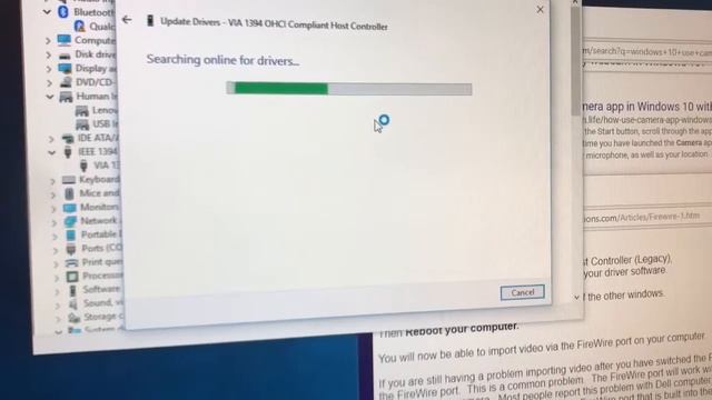 Searching for better IEEE 1394 driver in Windows 10 using on-line update смотреть онлайн
