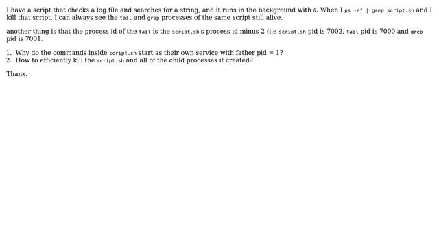 Unix & Linux: tail --follow=name inside script starts as a separate process смотреть онлайн