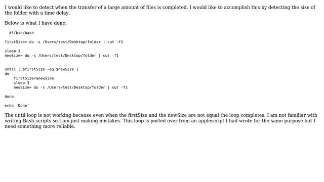 Unix & Linux: Bash loop for detecting equal folder sizes смотреть онлайн