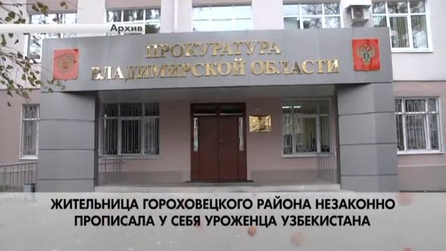 Жительница Гороховецкого района незаконно прописала у себя уроженца Узбекистана смотреть онлайн
