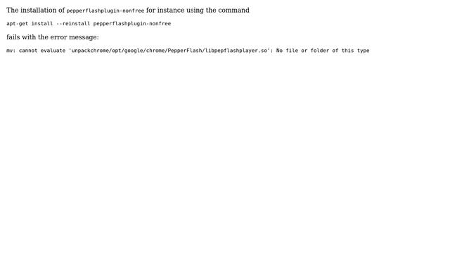 pepperflashplugin-nonfree package installation fails since Chrome 54 is out (October 12th, 2016) смотреть онлайн