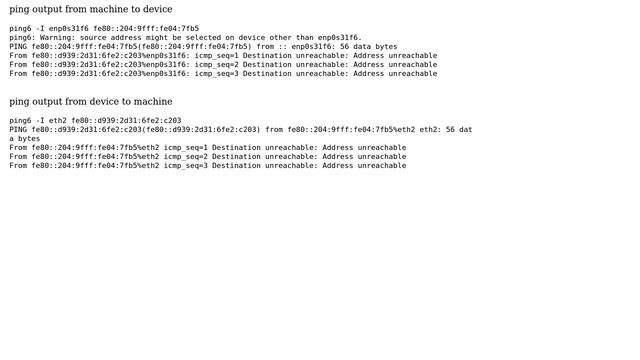 Unix & Linux: Unable to ping ipv6 device with linklocal address смотреть онлайн