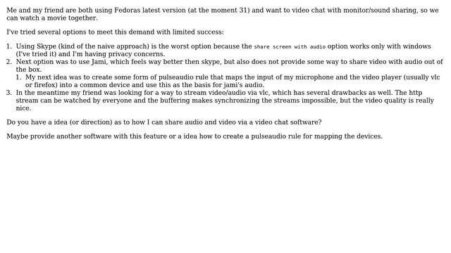 Unix & Linux: How to share audio and video via video-chat software on linux? смотреть онлайн