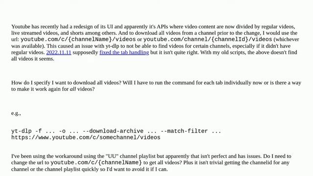 How to download all videos with yt-dlp from a youtube channel after the redesign? смотреть онлайн