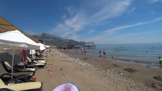 Турция, Кемер, отель Crystal Flora Beach Resort 5*, июнь 2024, часть 1, пляж.
