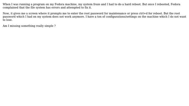 Fedora System Maintenance root password not working смотреть онлайн