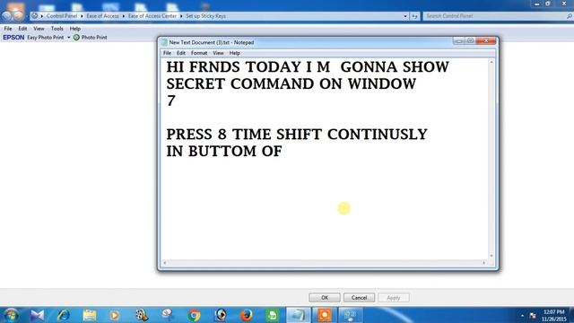 Window Secret Command(How To Open Stiches Key With Secret Command Of Window)....
