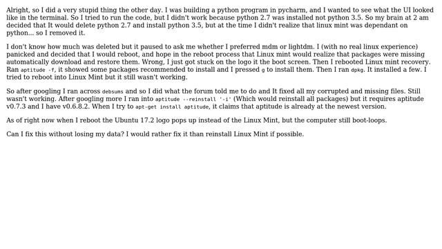 Unix & Linux: Repair Linux Mint (Cinnamon) after deleteing some files смотреть онлайн