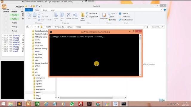 How to install Laravel with composer in window in Hindi смотреть онлайн