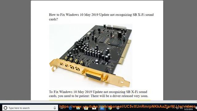 Fix Windows 10 May 2019 Update not recognizing SB X-Fi sound cards смотреть онлайн