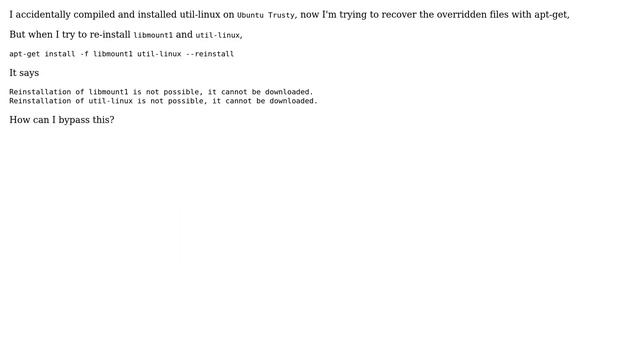 Can't reinstall libmount1 or util-linux смотреть онлайн