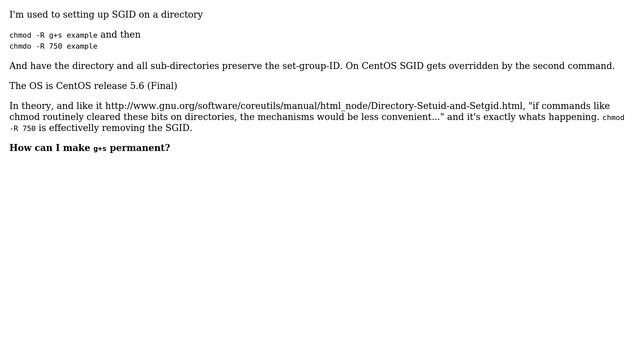 Unix & Linux: CentOS chmod overiding set-group-ID? смотреть онлайн