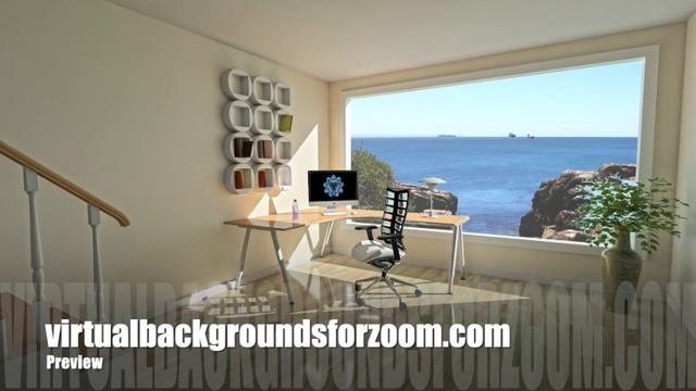 Preview Home Office Ocean View Zoom Virtual Background смотреть онлайн
