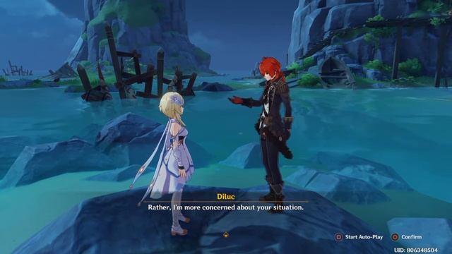 Conversation With Diluc at Golden Apple Archipelago - Genshin Impact Midsummer Island смотреть онлайн