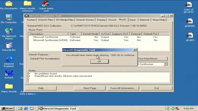 A banger of a MIDI: DirectMusic Sample Music (DirectX 5.0 Diagnostics, dxdiag) смотреть онлайн