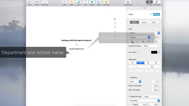 APA 7th Edition Title Page in Apple Pages смотреть онлайн