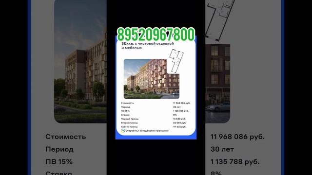 Квартира с чистовой отделкой и мебелью планировка 3 евро ипотека господдержка 8% ипотека траншами смотреть онлайн