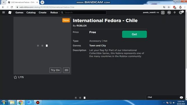 [ Free Item ] How to get International Fedora : Chile in Roblox смотреть онлайн