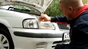Удаление  налета с Фар Авто за 50 рублей/Рабочий способ/Лайфхак с Тик-Ток!Nissan Sunny /авто красота