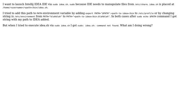 Ubuntu: Setting PATH to /etc/profile or /etc/environment does not work with sudo смотреть онлайн