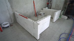 Возведение перегородок санузла из блоков.  Все этапы. #4