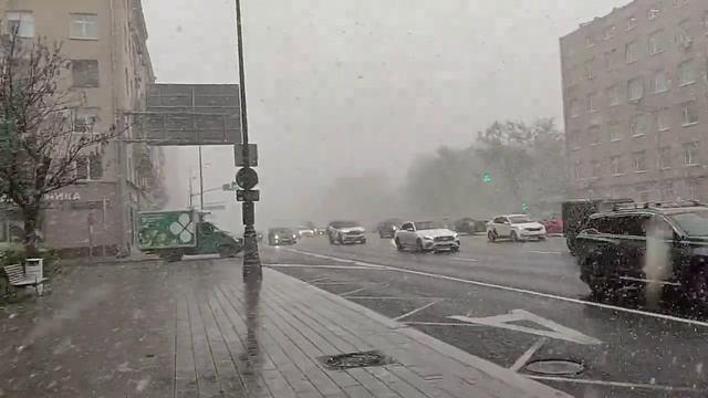 Сильный майский снегопад на юго-западе Москвы // 8 мая 2024 года.
