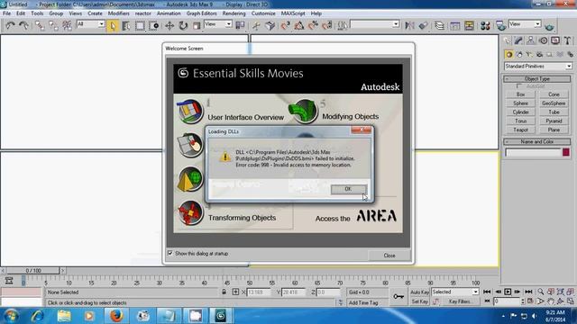 How to correct error998 in 3D's Max 2009 смотреть онлайн