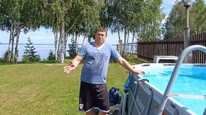 Подогрев в каркасном бассейне и система очистки.