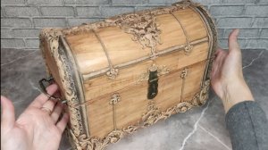 Никто не верит, что я сделала этот "деревянный"сундук из картона!