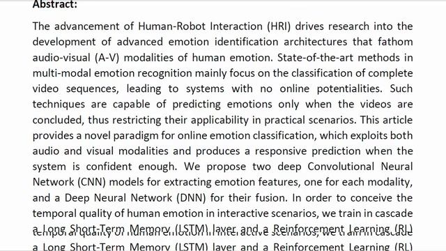 An Active Learning Paradigm for Online Audio Visual Emotion Recognition смотреть онлайн