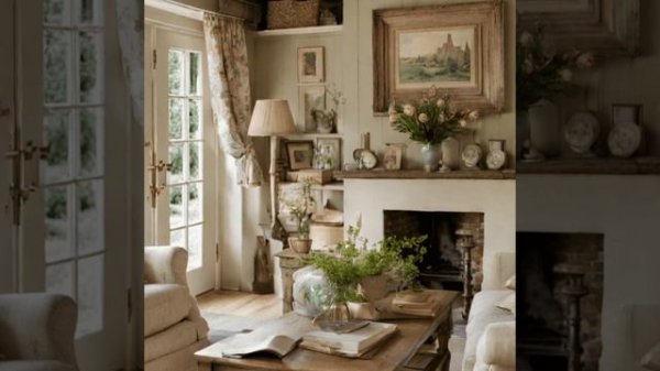 Rustic Charm : English Cottage Farmhouse Living Room Inspiration.