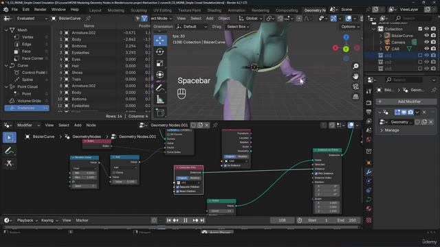 10 -Creating A Simple Crowd Simulation in Geometry Nodes смотреть онлайн