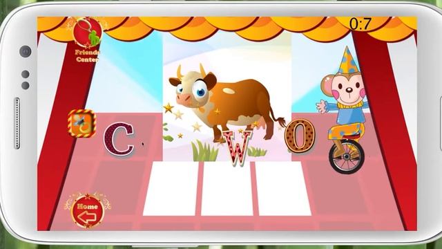Kids learning abc English first word S7, note 7,iPhone 7 plus, (demo: c for cow) смотреть онлайн
