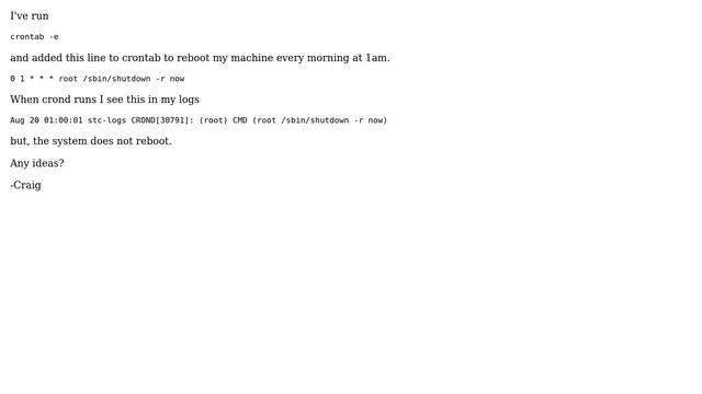 DevOps & SysAdmins: How do I schedule a recurring reboot in CentOS 6.7? смотреть онлайн