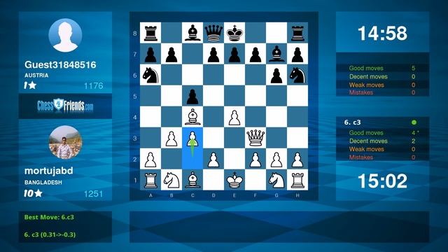 Chess Game Analysis: mortujabd - Guest31848516 : 1-0 (By ChessFriends.com) смотреть онлайн